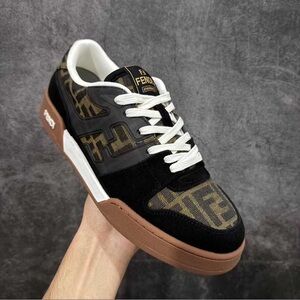 Fendi Match Jacquard & Suede Sneaker, Brown